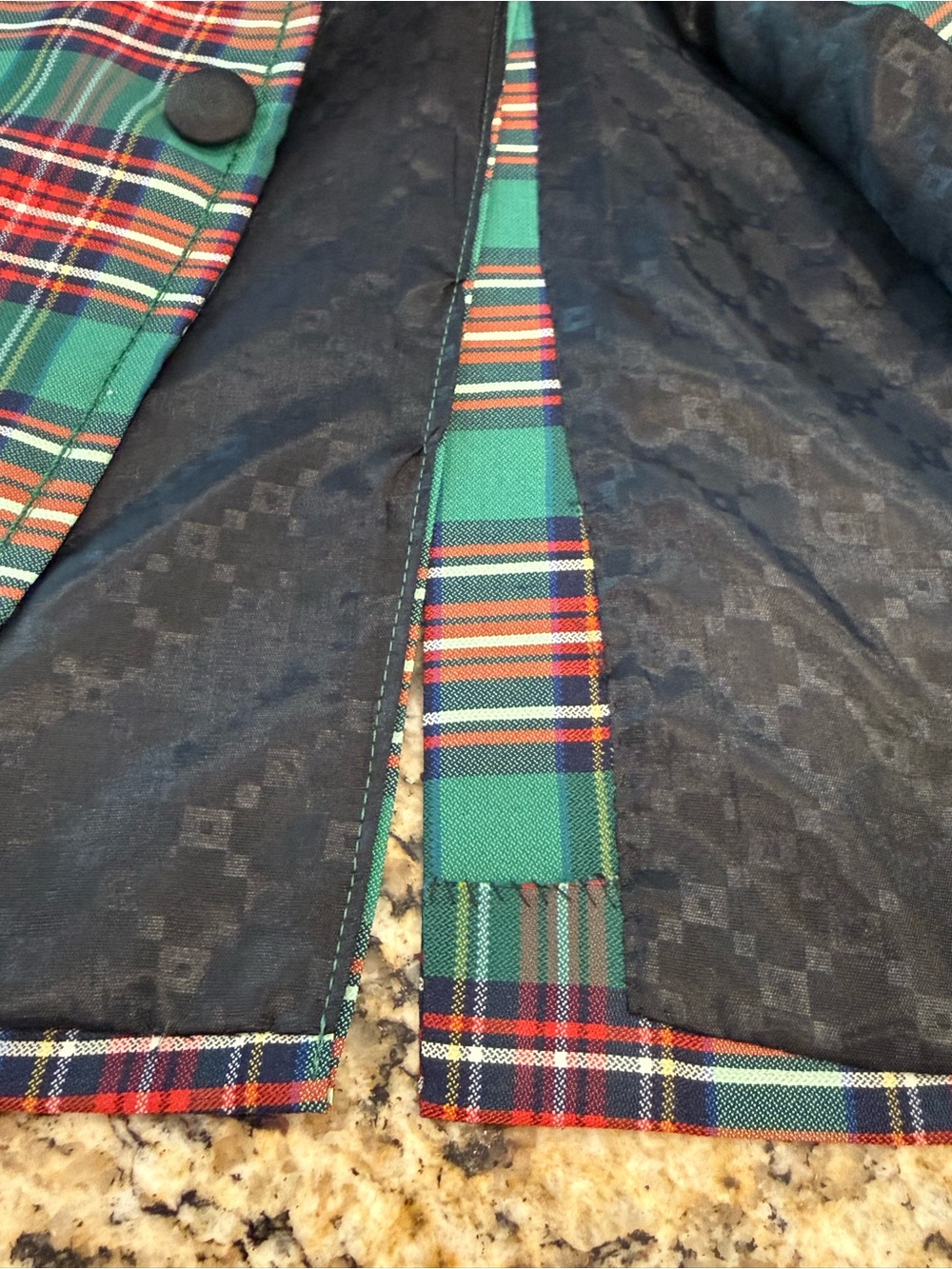 Preppy Green Red Tartan Plaid blazer jacket lined split hem SZ M - Picture 6 of 11